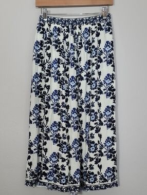 Max Studio London Floral Midi Maxi Skirt Size Medium Blue Floral Rayon Blend